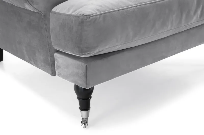 Andrew Sofagruppe 3-seter + 2-seter Sofa + Lenestol + Fotskammel i Fløyel - Lys grå - Møbler - Sofaer - Sofagrupper - Howard sofagruppe