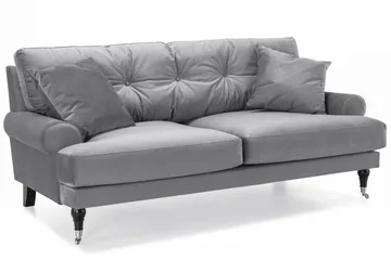 Andrew Sofagruppe 3-seter + 2-seter Sofa + Lenestol + Fotskammel i Fløyel - Lys grå - Møbler - Sofaer - Sofagrupper - Howard sofagruppe