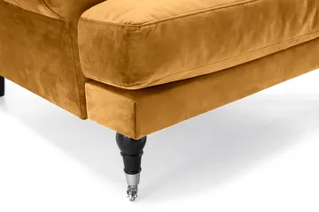 Andrew Sofagruppe 3-seter + 2-seter Sofa + Lenestol + Fotskammel i Fløyel - Mørk gul - Møbler - Sofaer - Sofagrupper - Howard sofagruppe