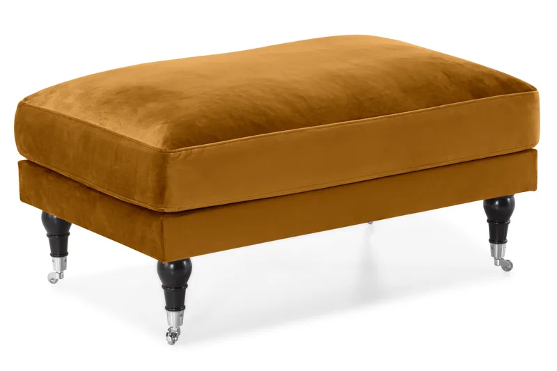 Andrew Sofagruppe 3-seter + 2-seter Sofa + Lenestol + Fotskammel i Fløyel - Mørk gul - Møbler - Sofaer - Sofagrupper - Howard sofagruppe