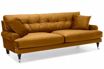 Andrew Sofagruppe 3-seter + 2-seter Sofa + Lenestol + Fotskammel i Fløyel - Mørk gul - Møbler - Sofaer - Sofagrupper - Howard sofagruppe