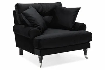 Andrew Sofagruppe 3-seter + 2-seter Sofa + Lenestol + Fotskammel i Fløyel - Svart - Møbler - Sofaer - Sofagrupper - Howard sofagruppe