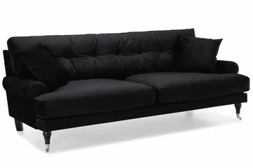 Andrew Sofagruppe 3-seter + 2-seter Sofa + Lenestol + Fotskammel i Fløyel - Svart - Møbler - Sofaer - Sofagrupper - Howard sofagruppe
