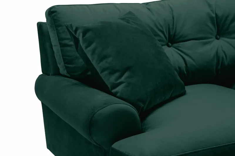Andrew Sofagruppe 3-seter Sofa + Lenestol + Fotskammel i Fløyel - Grønn - Møbler - Sofaer - Sofagrupper - Howard sofagruppe