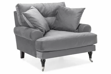 Andrew Sofagruppe 3-seter Sofa + Lenestol + Fotskammel i Fløyel - Lys grå - Møbler - Sofaer - Sofagrupper - Howard sofagruppe
