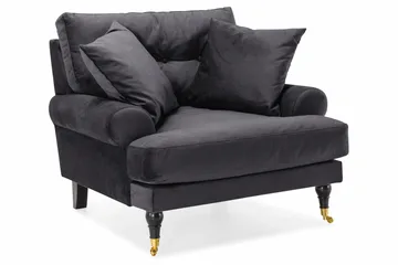 Andrew Sofagruppe 3-seter Sofa + Lenestol + Fotskammel i Fløyel - Mørk grå - Møbler - Sofaer - Sofagrupper - Howard sofagruppe