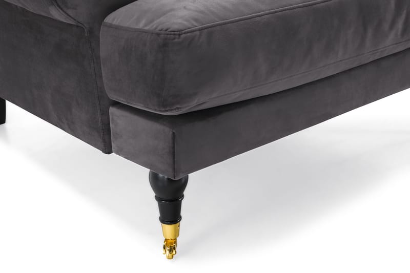 Andrew Sofagruppe 3-seter Sofa + Lenestol + Fotskammel i Fløyel - Mørk grå - Møbler - Sofaer - Sofagrupper - Howard sofagruppe