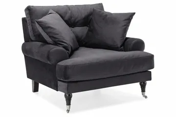 Andrew Sofagruppe 3-seter Sofa + Lenestol + Fotskammel i Fløyel - Mørk grå - Møbler - Sofaer - Sofagrupper - Howard sofagruppe