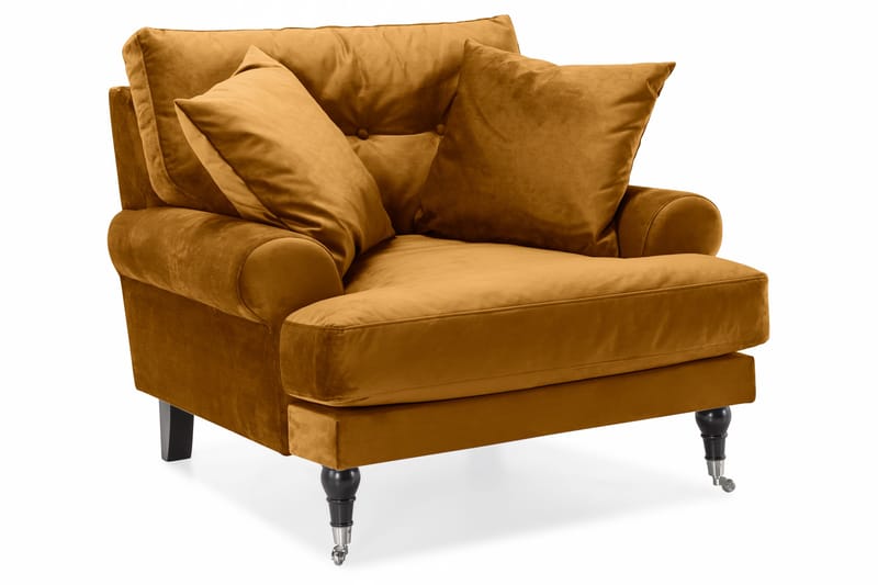Andrew Sofagruppe 3-seter Sofa + Lenestol + Fotskammel i Fløyel - Mørk gul - Møbler - Sofaer - Sofagrupper - Howard sofagruppe