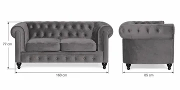 Chesterfield Lyx Sofagruppe 3+2+1 i Fløyel - Grå - Møbler - Sofaer - Sofagrupper - Sofagruppe 3 2 1