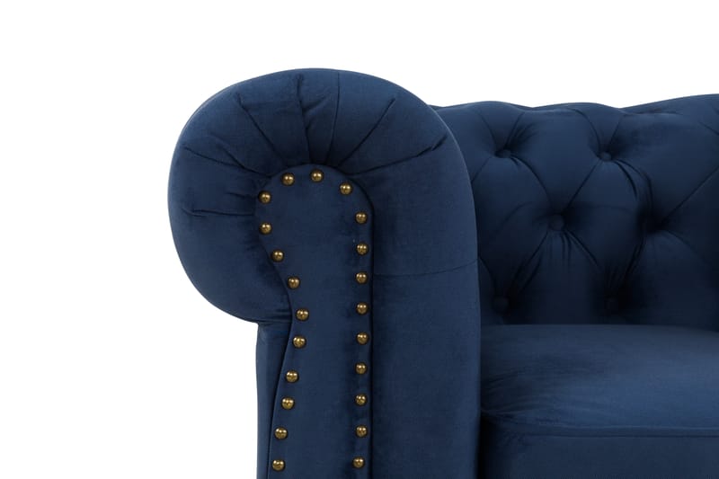 Chesterfield Deluxe Sofagruppe 3-seter+2-seter Fløyel - Petrolblå - Chesterfield sofagruppe