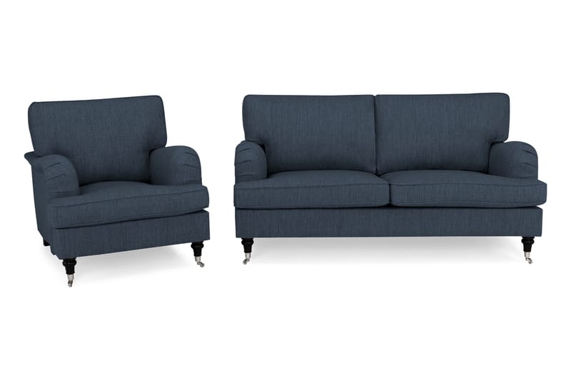 Howard Classic Sofagruppe 2-seters + Lenestol i Stoff - Blå - Møbler - Sofaer - Sofagrupper - Chesterfield sofagruppe