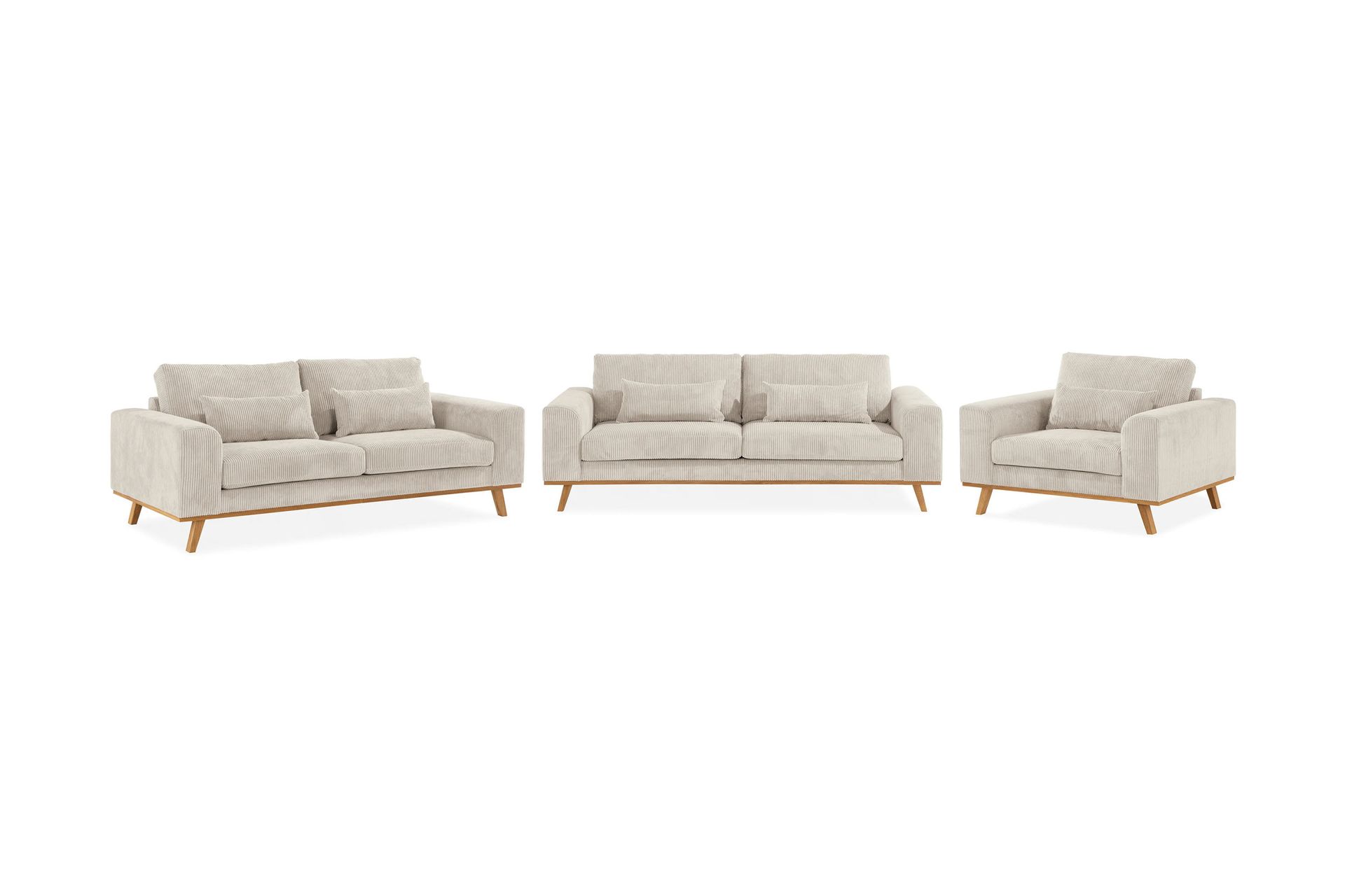 Copenhagen Sofagruppe 3-seter + 2-seter Sofa + Lenestol i Manchester - Beige - Møbler - Sofaer - Sofagrupper