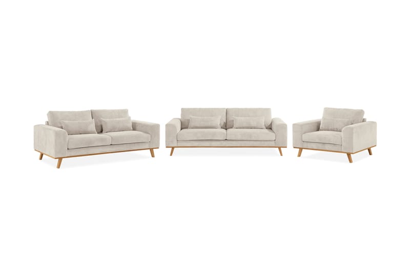 Copenhagen Sofagruppe 3-seter + 2-seter Sofa + Lenestol i Manchester - Beige - Møbler - Sofaer - Sofagrupper