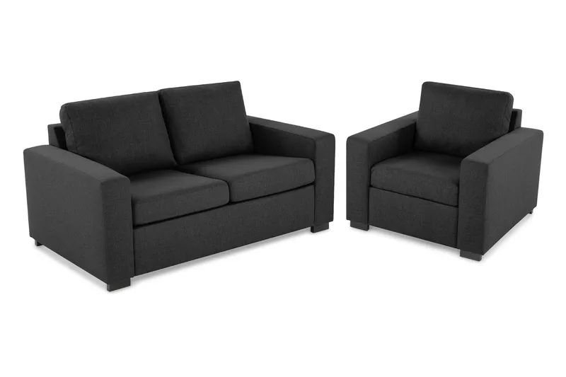 Crazy Sofagruppe 2-seter Sofa + Lenestol i Stoff, Mørk grå
