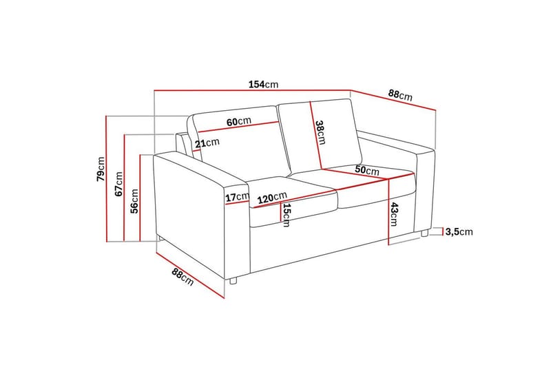 Crazy Sofagruppe 2-seters Sofa + Lenestol i Stoff - Antrasitt - Møbler - Sofaer - Sofagrupper