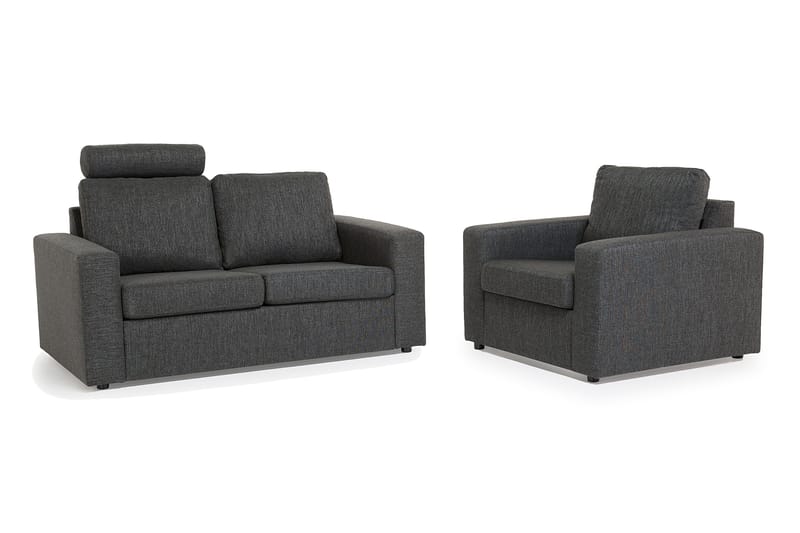 Crazy Sofagruppe 2-seters Sofa + Lenestol i Stoff, Antrasitt