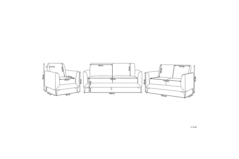 Fenees Sofagruppe 2-seter + 3-seter + lenestol - Grønn - Møbler - Sofaer - Sofagrupper
