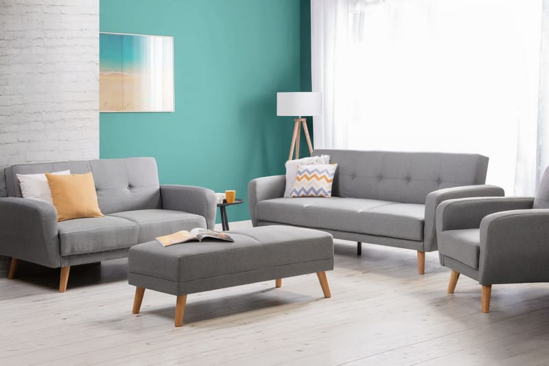 Florli Sofagruppe 2 -seters+2-seters - Grå - Møbler - Sofaer - Sofagrupper