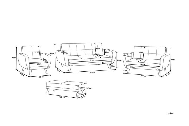 Florli Sofagruppe 2 -seters+2-seters - Grå - Møbler - Sofaer - Sofagrupper