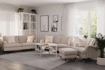 Howard Classic Sofagruppe 3-seters + 2-seters Sofa + Lenestol i Stoff - Beige - Møbler - Sofaer - Sofagrupper - Howard sofagruppe
