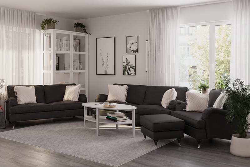 Howard Classic Sofagruppe 3-seters + 2-seters Sofa + Lenestol i Stoff - Mørk grå - Møbler - Sofaer - Sofagrupper - Howard sofagruppe