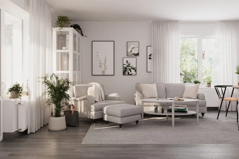 Howard Classic Sofagruppe 3-seters Sofa + Lenestol i Stoff - Grå - Møbler - Sofaer - Sofagrupper - Howard sofagruppe