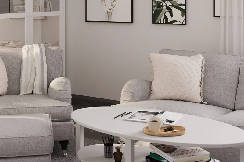 Howard Classic sofagruppe med 3-seters sofa + lenestol i stoff - Grå - Møbler - Sofaer - Sofagrupper - Howard sofagruppe