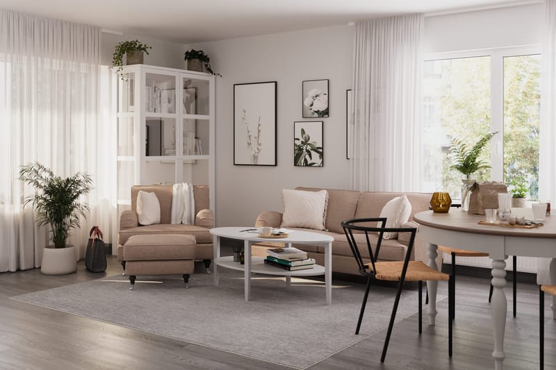 Howard Classic sofagruppe med 3-seters sofa + lenestol i stoff - Mørk beige - Møbler - Sofaer - Sofagrupper - Howard sofagruppe