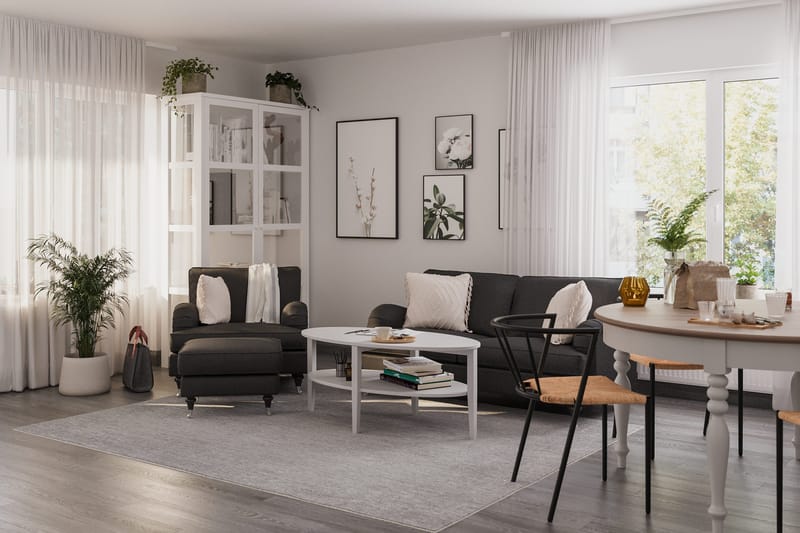 Howard Classic sofagruppe med 3-seters sofa + lenestol i stoff - Mørkegrå - Møbler - Sofaer - Sofagrupper - Howard sofagruppe