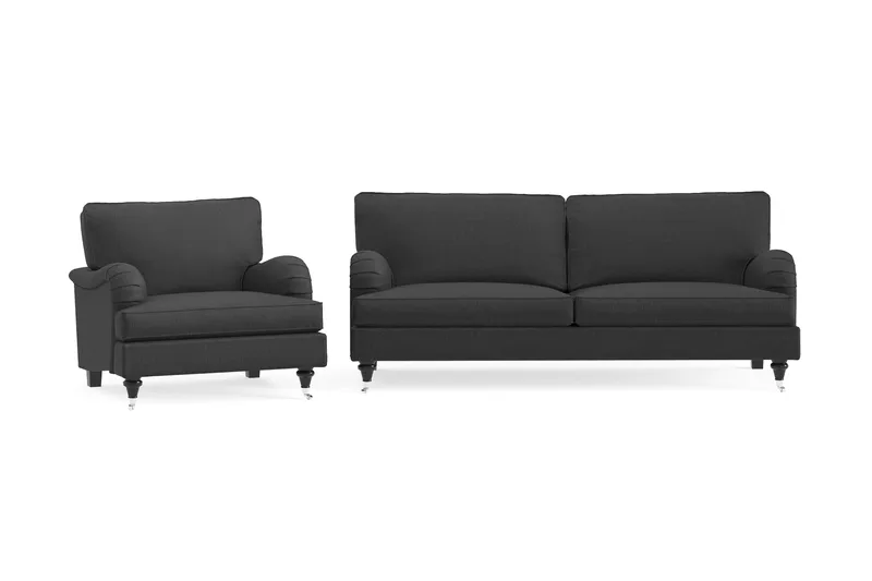 Howard Classic sofagruppe med 3-seters sofa + lenestol i stoff - Mørkegrå - Møbler - Sofaer - Sofagrupper - Howard sofagruppe