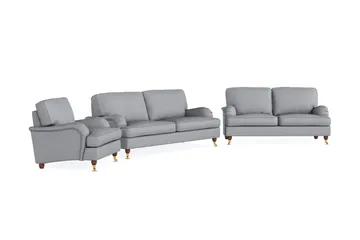 Howard Lyx Sofagruppe 3-seters + 2-seters Sofa + Lenestol i Stoff - Lys grå - Møbler - Sofaer - Sofagrupper - Sofagruppe 3 2 1