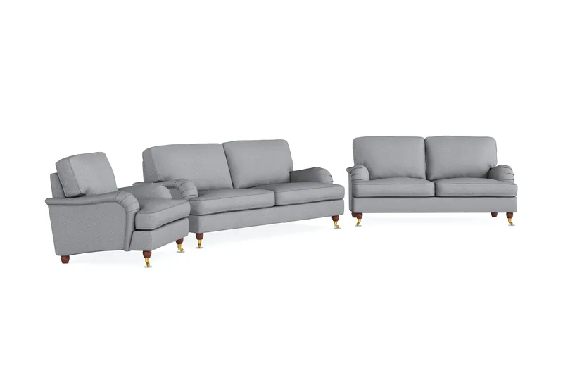 Howard Lyx Sofagruppe 3-seters + 2-seters Sofa + Lenestol i Stoff - Lys grå - Møbler - Sofaer - Sofagrupper - Sofagruppe 3 2 1