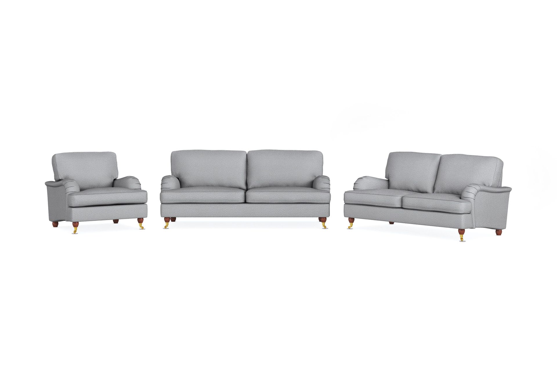 Howard Lyx Sofagruppe 3-seters + 2-seters Sofa + Lenestol i Stoff - Lys grå