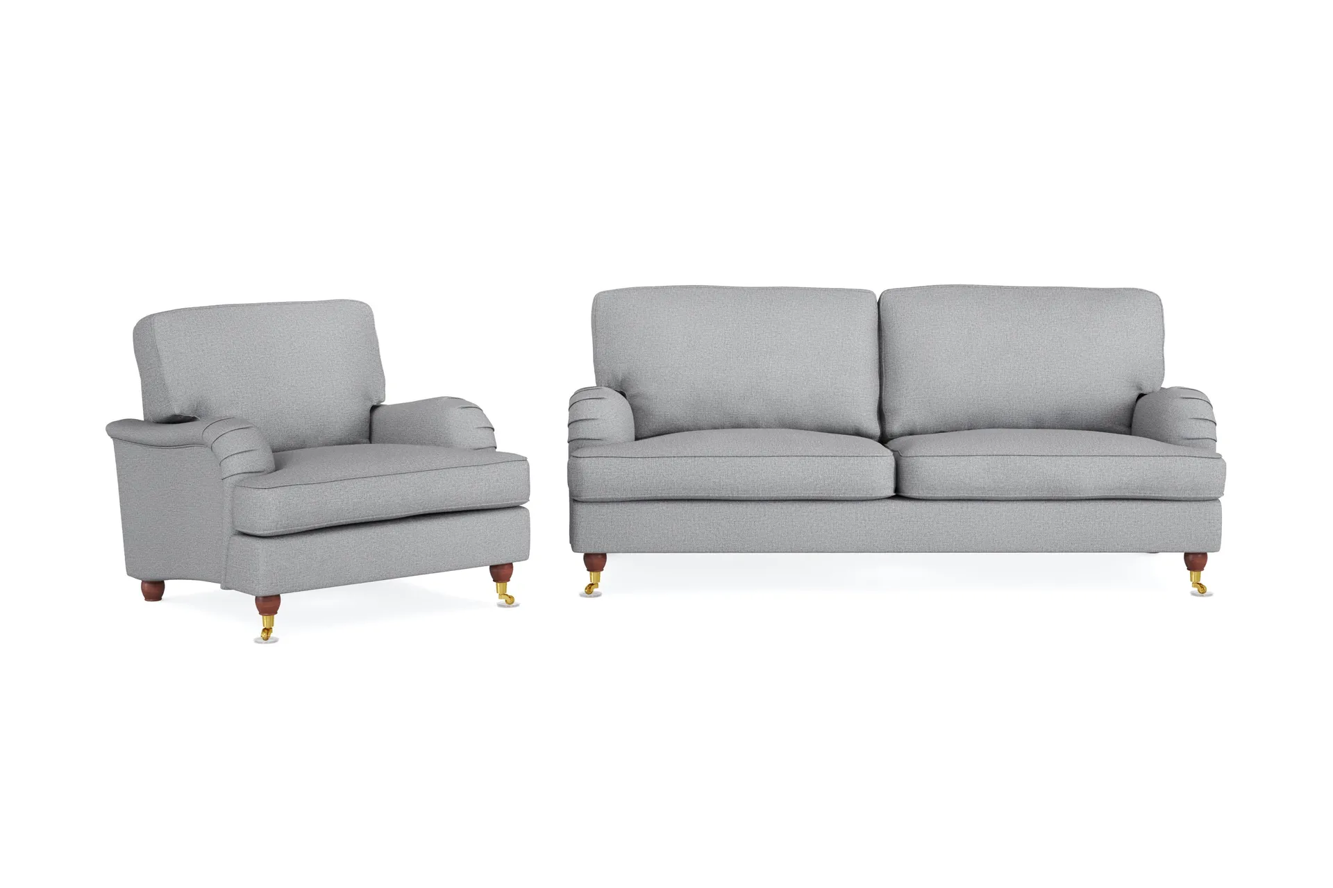 Howard Lyx Sofagruppe 3-seters Sofa + Lenestol i Stoff - Lys grå