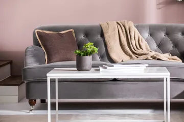 Howard Riviera Sofagruppe 3-seters + 2-seters Sofa + Lenestol + Fotskammel i Fløyel - Lys grå - Møbler - Sofaer - Sofagrupper - Howard sofagruppe