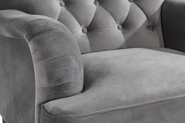 Howard Riviera Sofagruppe 3-seters + 2-seters Sofa + Lenestol + Fotskammel i Fløyel - Lys grå - Møbler - Sofaer - Sofagrupper - Howard sofagruppe