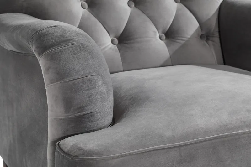 Howard Riviera Sofagruppe 3-seters + 2-seters Sofa + Lenestol + Fotskammel i Fløyel - Lys grå - Møbler - Sofaer - Sofagrupper - Howard sofagruppe