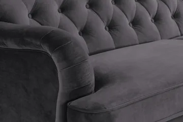 Howard Riviera Sofagruppe 3-seters + 2-seters Sofa + Lenestol + Fotskammel i Fløyel - Mørk grå - Møbler - Sofaer - Sofagrupper - Howard sofagruppe