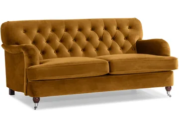 Howard Riviera Sofagruppe 3-seters + 2-seters Sofa + Lenestol + Fotskammel i Fløyel - Mørk gul - Møbler - Sofaer - Sofagrupper - Howard sofagruppe