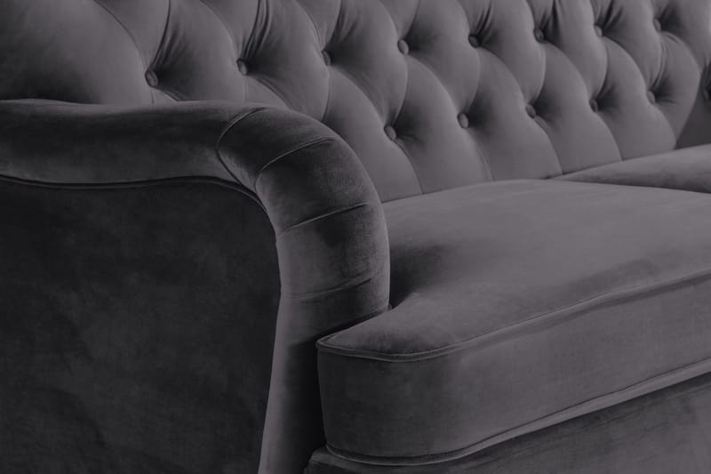 Howard Riviera Sofagruppe Svingt 3-seters + 2-seters Sofa + Lenestol + Fotskammel i Fløyel - Mørk grå - Møbler - Sofaer - Sofagrupper - Howard sofagruppe