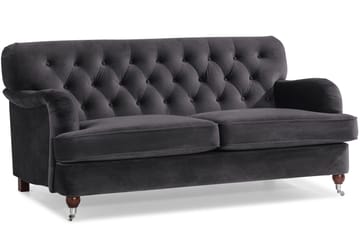 Howard Riviera Sofagruppe Svingt 3-seters + 2-seters Sofa + Lenestol + Fotskammel i Fløyel - Mørk grå - Møbler - Sofaer - Sofagrupper - Howard sofagruppe