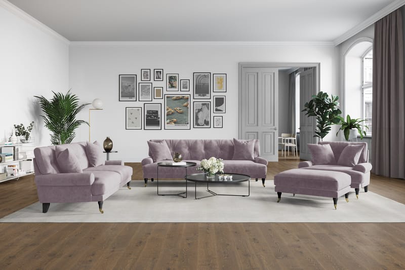 Andrew 3-seters Fløyelssofa - Lilla - Møbler - Sofaer - Sofagrupper - Howard sofagruppe