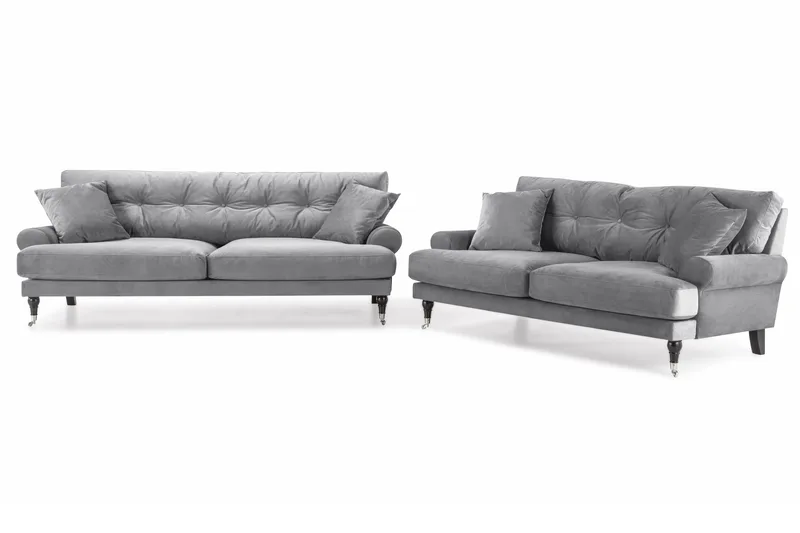 Andrew 3-seters Fløyelssofa - Lys grå - Møbler - Sofaer - Sofagrupper - Howard sofagruppe