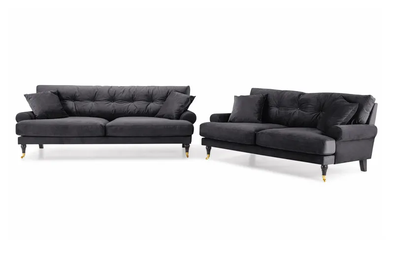 Andrew 3-seters Fløyelssofa, Mørk grå