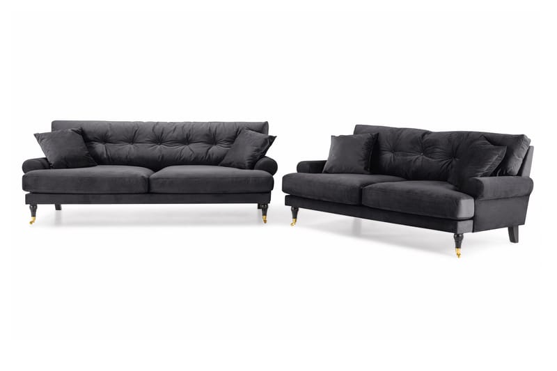 Andrew 3-seters Fløyelssofa, Mørk grå