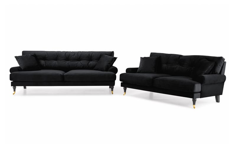 Andrew 3-seters Fløyelssofa - Svart - Møbler - Sofaer - Sofagrupper - Howard sofagruppe