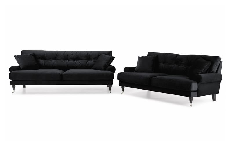 Andrew 3-seters Fløyelssofa - Svart - Møbler - Sofaer - Sofagrupper - Howard sofagruppe
