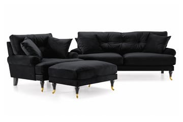 Andrew Sofagruppe 2-seter Sofa + Lenestol + Fotskammel i Fløyel