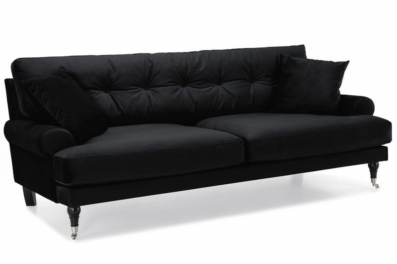 Andrew Sofagruppe 2-seter Sofa + Lenestol + Fotskammel i Fløyel - Svart - Møbler - Sofaer - Sofagrupper - Howard sofagruppe